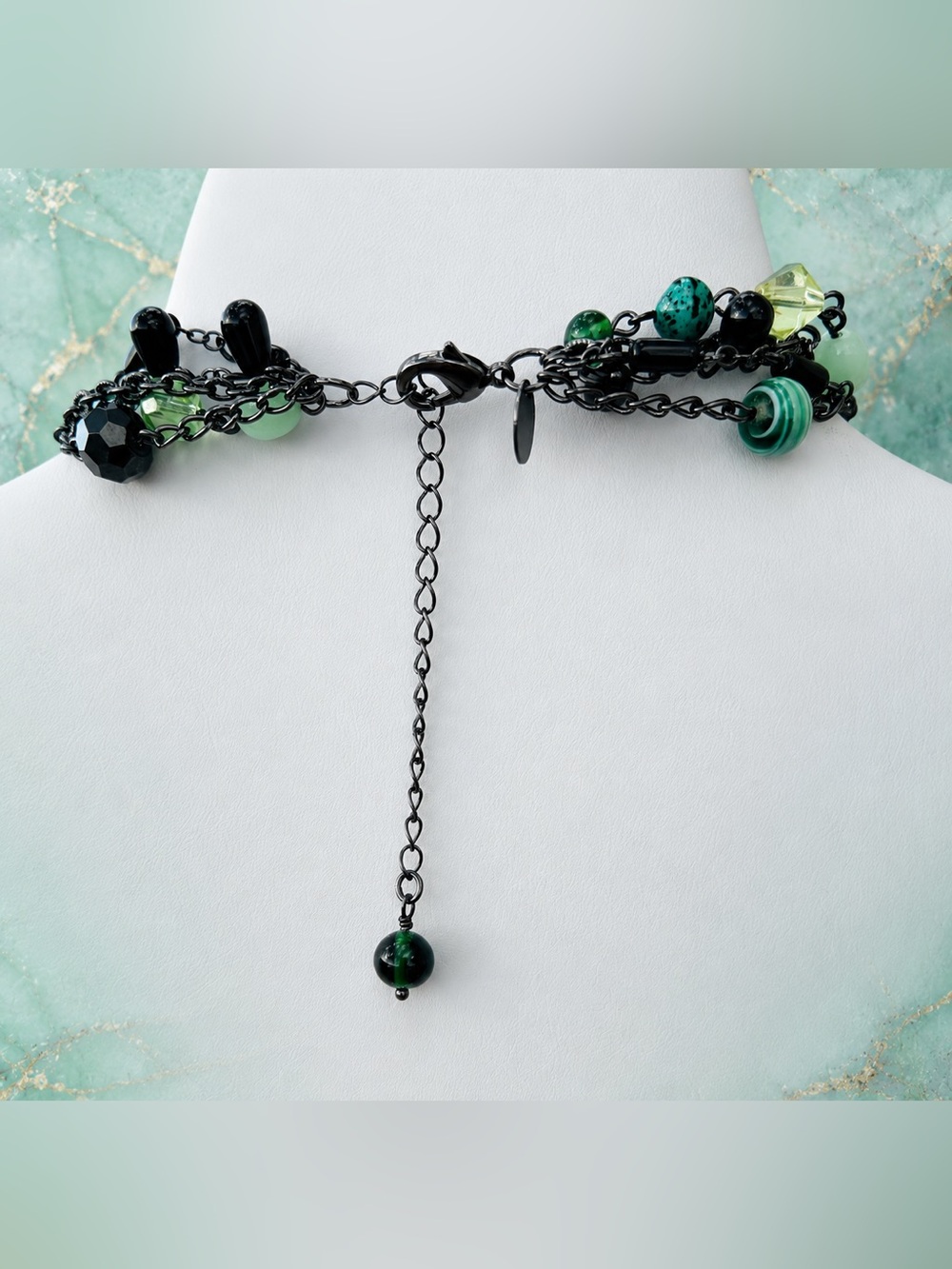 Lia Sophia ‘Herb Garden’ 5-Strand Mossy Green, Black Aqua, Teal Beaded Necklace - Picture 4 of 10